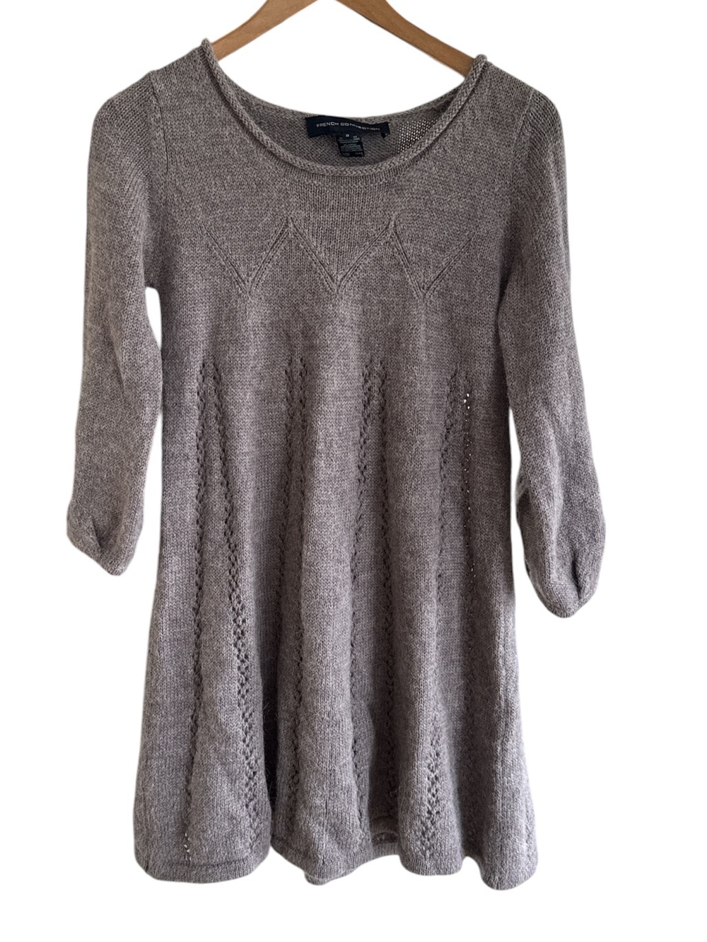 French Connection Taupe Knit Swing Sweater Dress PTP 36” L30”